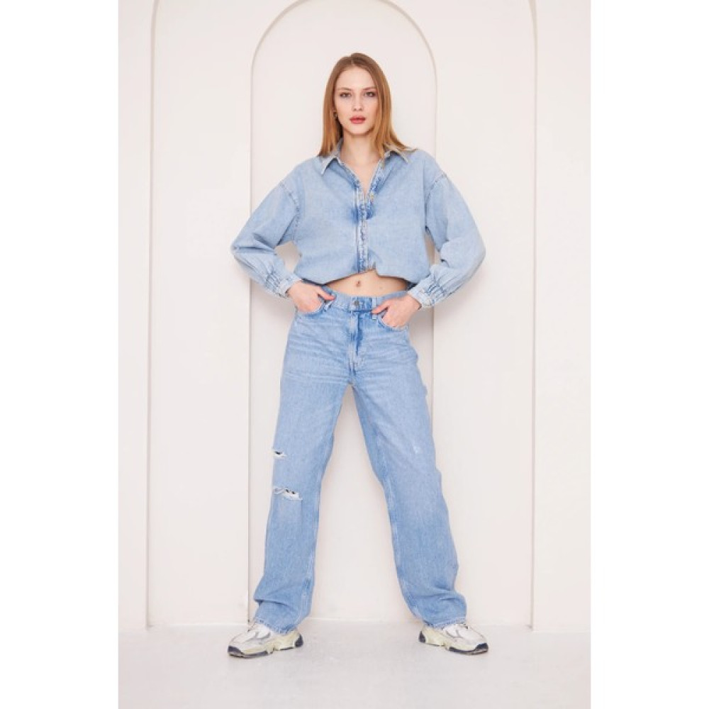 Kutaf Relaxed Fit Carpenter Jean Pantolon Bayan Jeans / Kot Pantolon Fiyatı