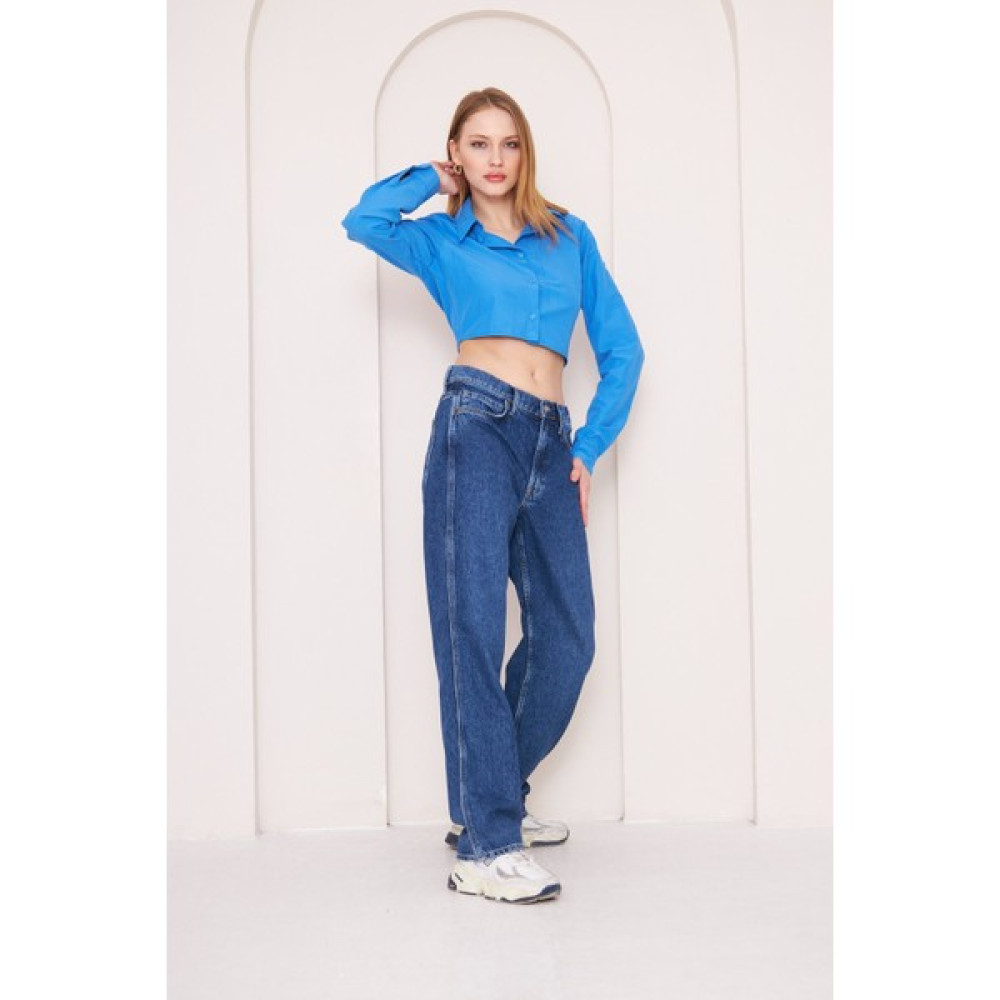 Kutaf Yüksek Bel Relaxed Fit Kot Pantolon Bayan Jeans / Kot Pantolon Fiyatı
