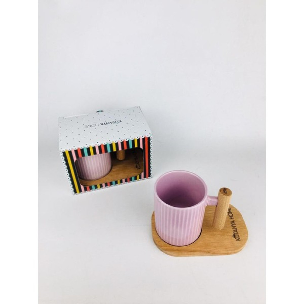 Kütahya Home Kütahya Home,ahşap Kulp'lu,ahşap Bardak Altlıgı, Kutulu Porselen Kupa Bardak ,hediye Için Uygundur. - 1 Adet - Pembe - 200 ml Fincan / Bardak / Kahve Takımı Fiyatı