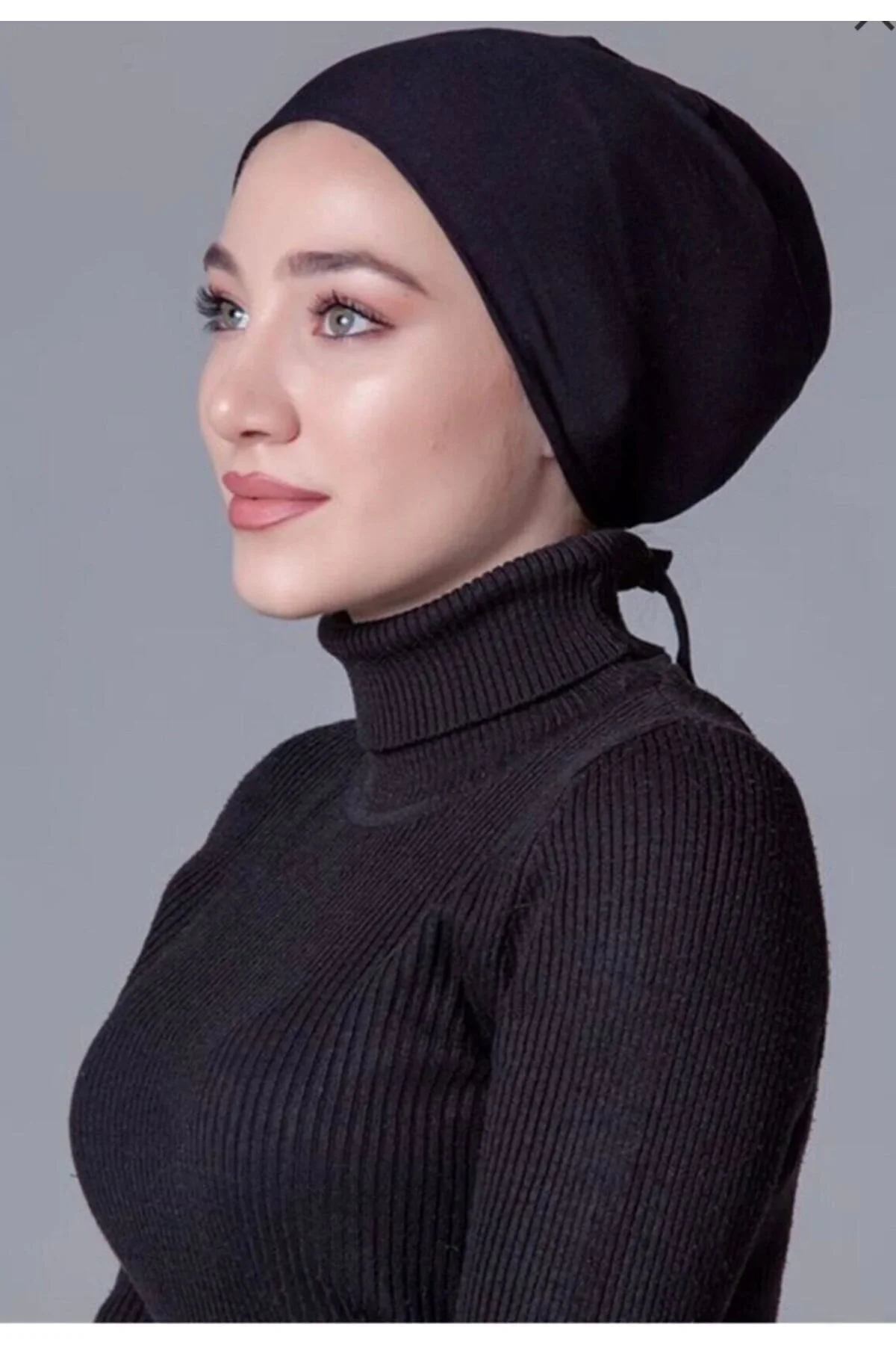 Kutas Fashion Siyah Silikonlu Kaymayan Bone" Eşarp Fiyatı