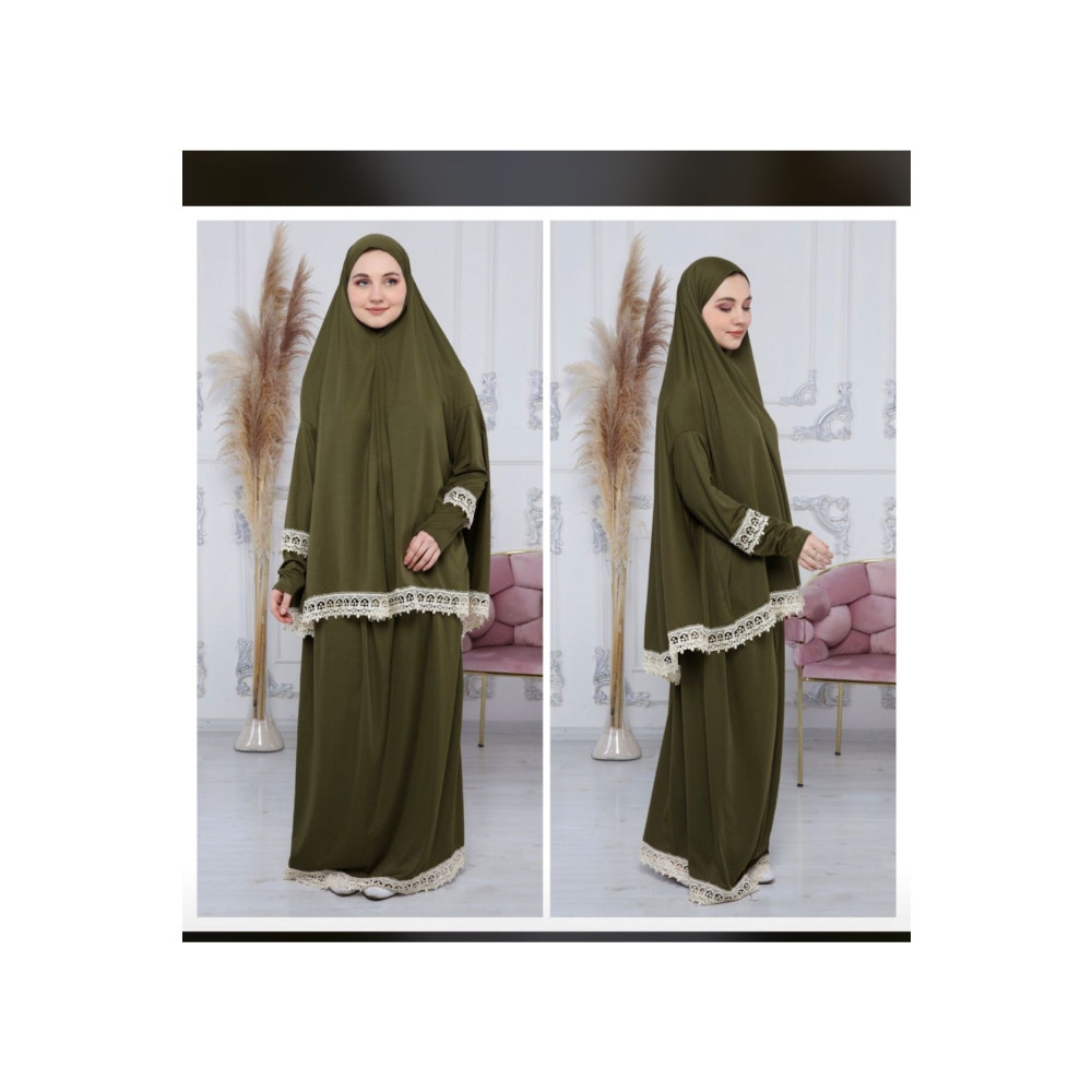 Kutay Collection Çift Parça Işlemeli Namaz Elbisesi 2XL Beden Tesettür Giyim Fiyatı
