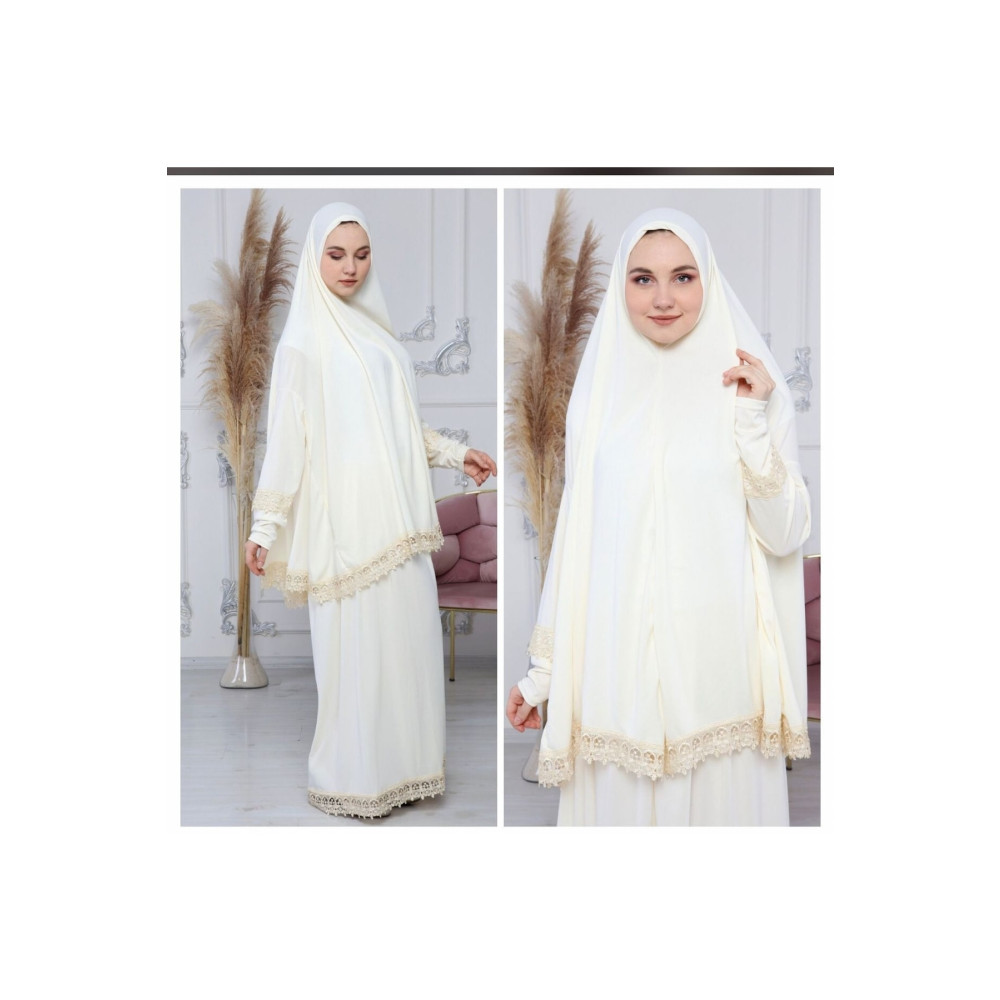 Kutay Collection Çift Parça Işlemeli Namaz Elbisesi 3XL Beden Tesettür Giyim Fiyatı