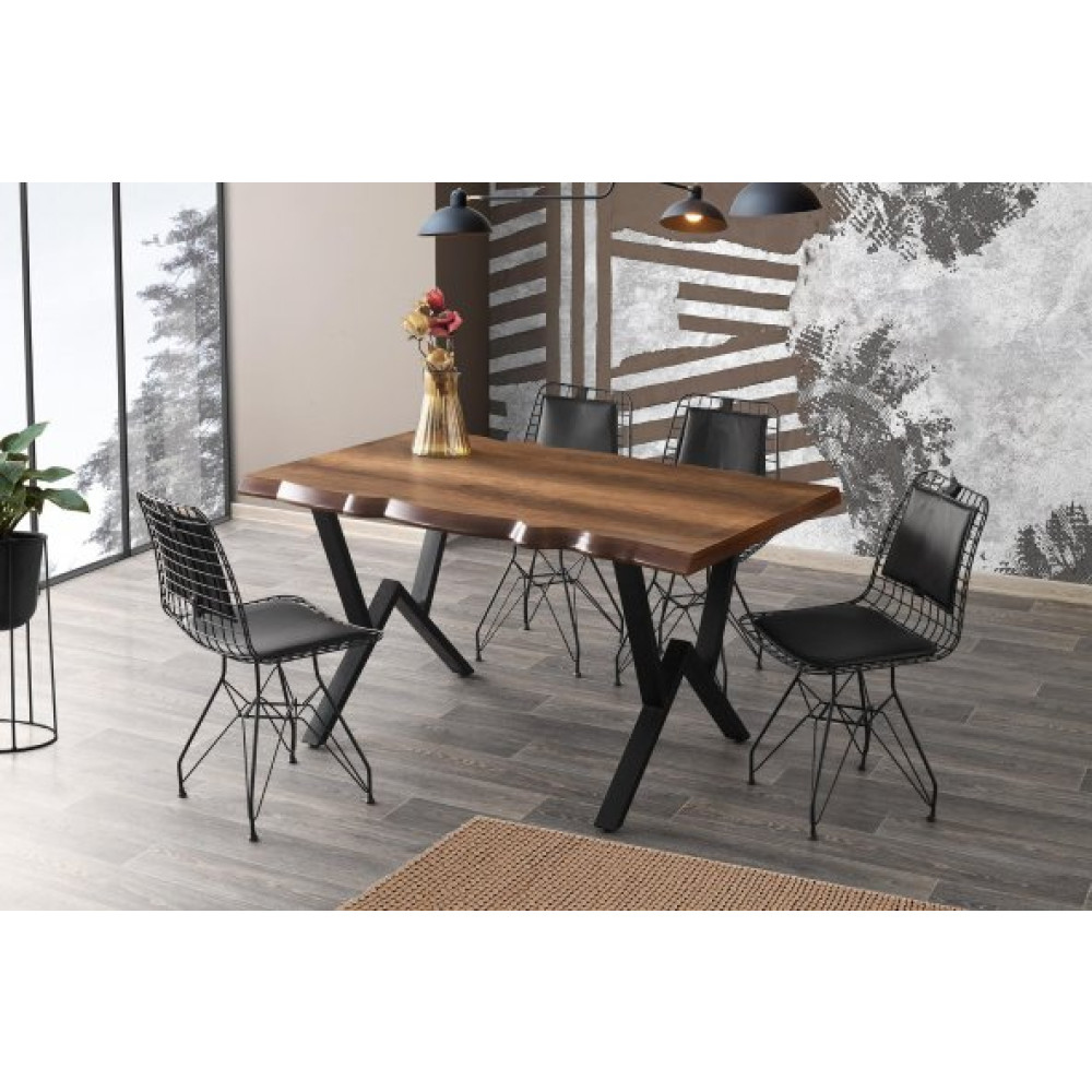 Kutuk Mdf Masa Barok Ceviz 4 Adet Tel Sandalye Takim Mutfak Dolabı / Mobilyası Fiyatı