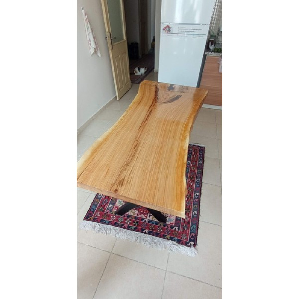 Kütük Mobilya Dizayn 160x80 Kiraz Ağacı Doğal Kütük Mutfak Masası - Ahşap Desenli Yemek & Mutfak Masası Fiyatı