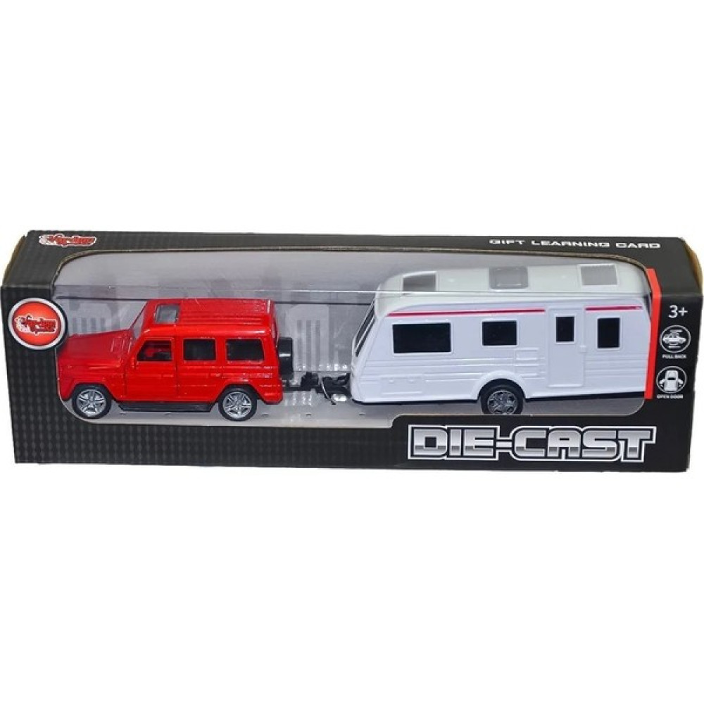 Kutulu Karavan Çeken Die-Cast Araba - Vardem Oyuncak - Beyaz - Kırmızı Oyuncak Araç Fiyatı