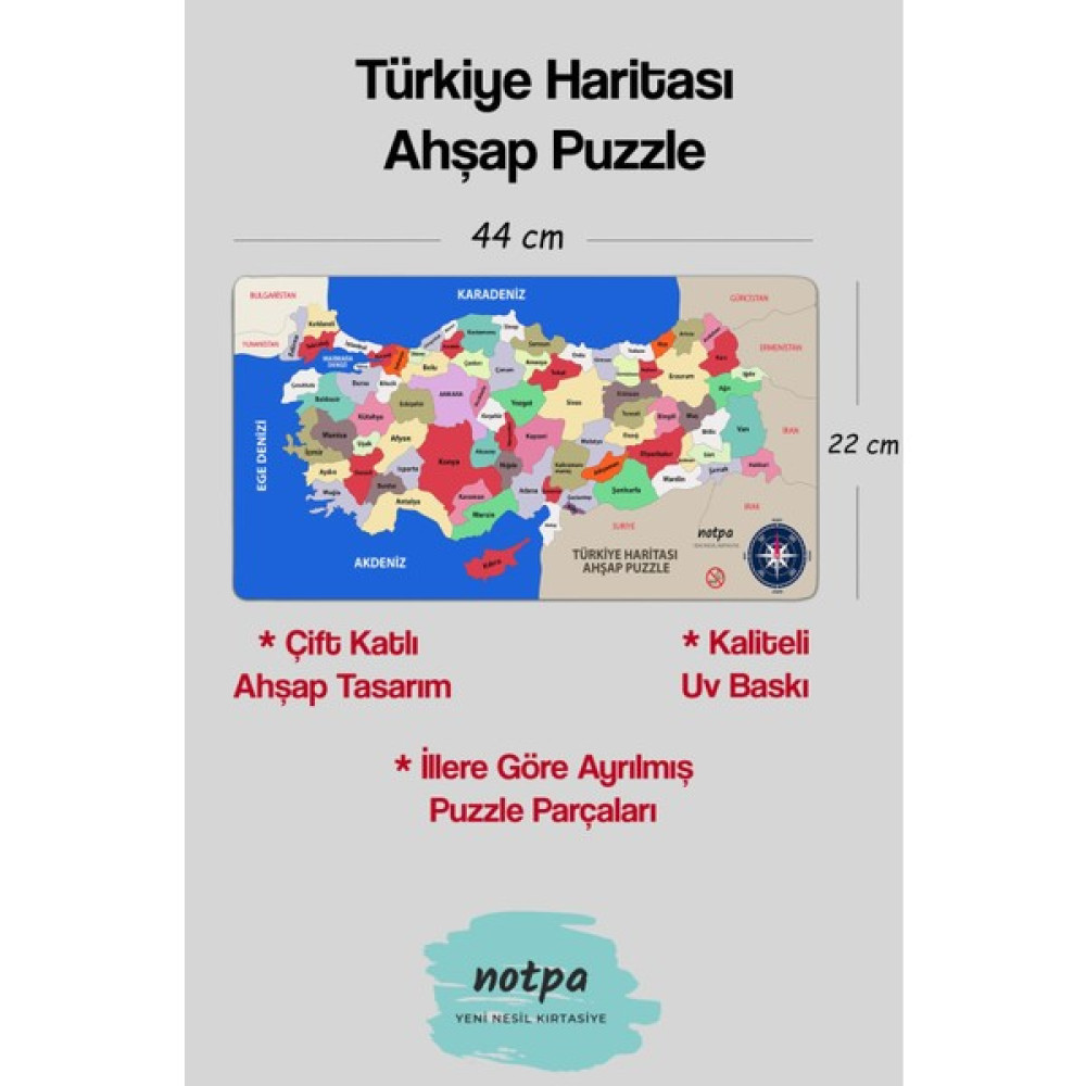 KutuTR Ahşap Türkiye Haritası Puzzle Eğitici Ahşap Set Eğitici Oyuncak Fiyatı