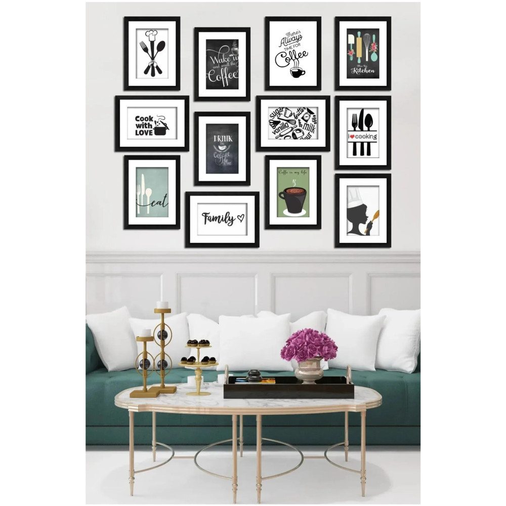 kutuTR Dekorize Mdf Tablo Seti 12 Parça 3 Mm - Mutfak Salon Oturma Yatak Odası Için Duvar Dekoru 60 x 60 Beden Tablo & Poster Fiyatı
