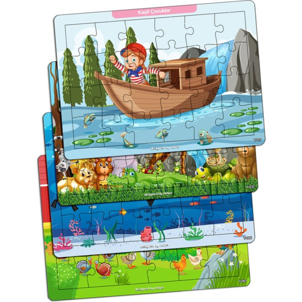 KutuTR Notpa Çocuklar Için Eğitici ve Öğretici Ahşap 24 Parça Renkli Puzzle 4lü Set 10 Eğitici Oyuncak Fiyatı