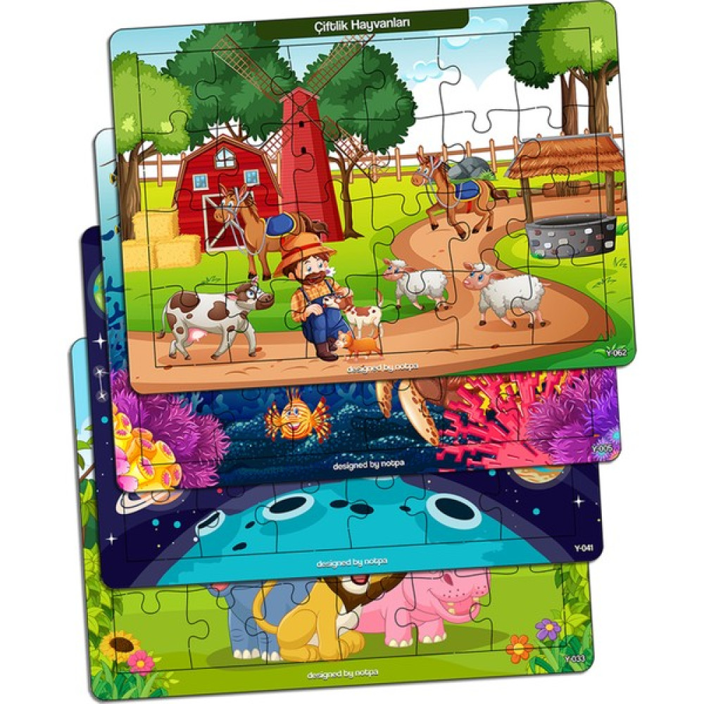 KutuTR Notpa Çocuklar Için Eğitici ve Öğretici Ahşap 24 Parça Renkli Puzzle 4lü Set 11 Eğitici Oyuncak Fiyatı