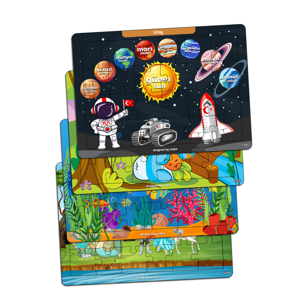 kutuTR Notpa Çocuklar Için Eğitici Ve Öğretici Ahşap 24 Parça Renkli Puzzle 4lü Set 12 Puzzle & Aksesuarları Fiyatı