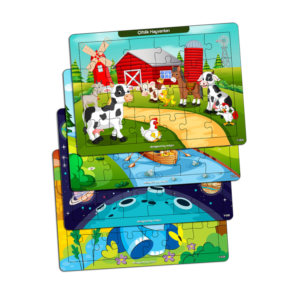 kutuTR Notpa Çocuklar Için Eğitici Ve Öğretici Ahşap 24 Parça Renkli Puzzle 4lü Set 5 Puzzle & Aksesuarları Fiyatı