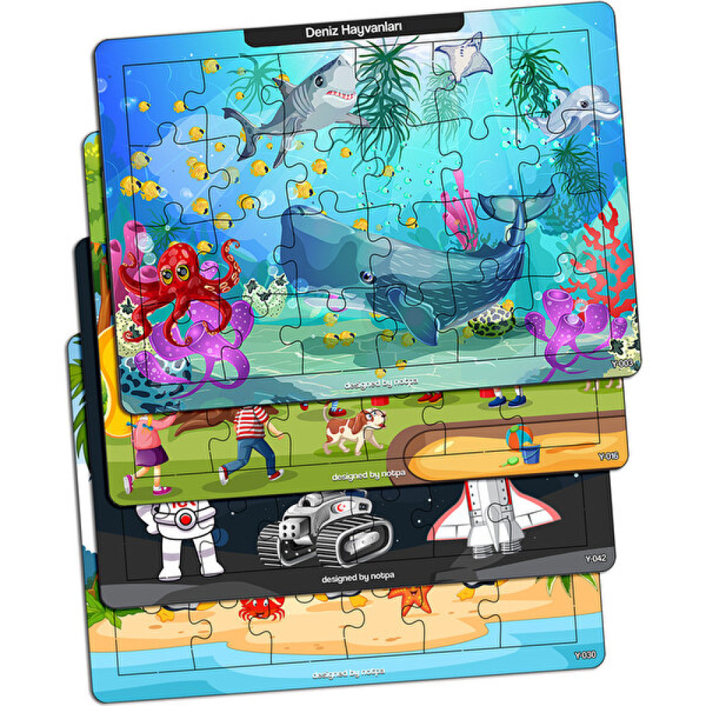 KutuTR Notpa Çocuklar Için Eğitici ve Öğretici Ahşap 24 Parça Renkli Puzzle 4lü Set 9 Eğitici Oyuncak Fiyatı