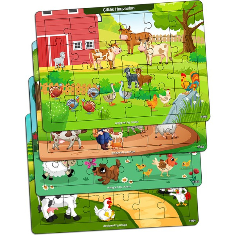 KutuTR Notpa Çocuklar Için Eğitici ve Öğretici Ahşap 24 Parça Renkli Puzzle Sevimli Hayvanlar 4lü Set 16 Eğitici Oyuncak Fiyatı