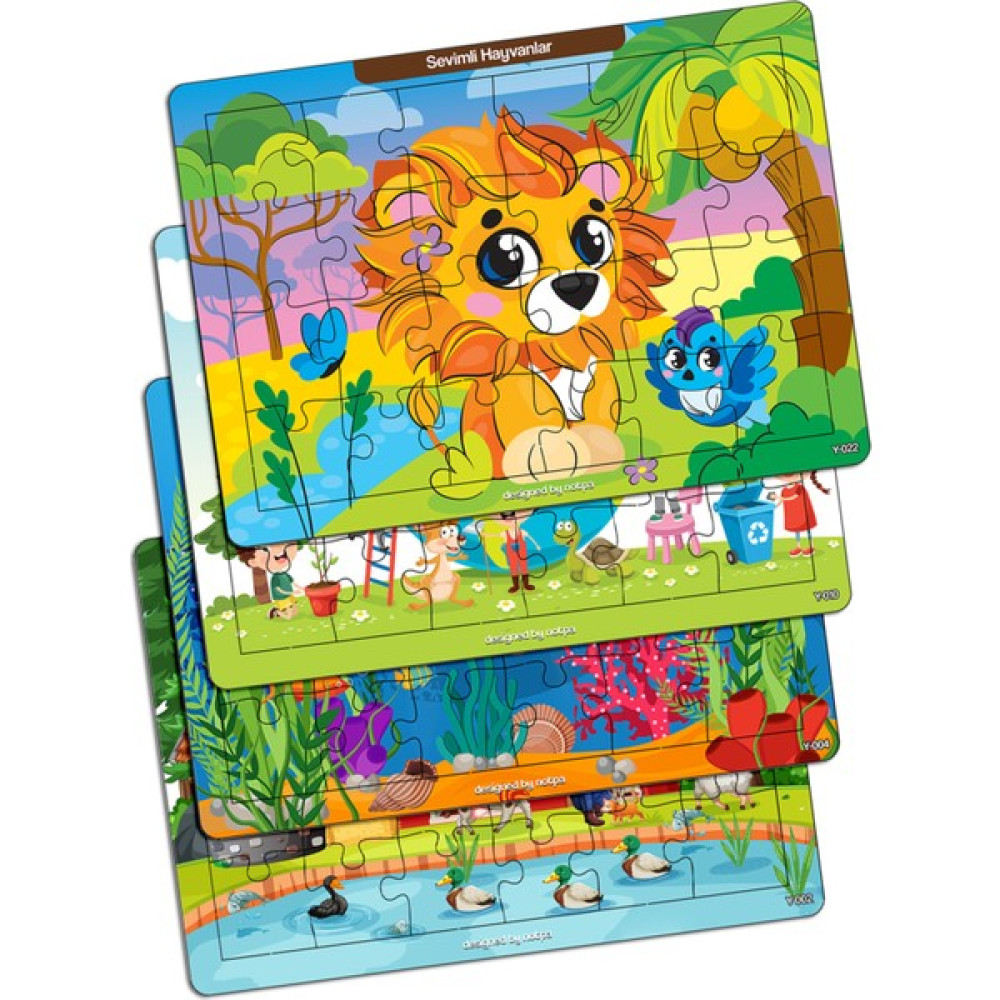 KutuTR Notpa Çocuklar Için Eğitici ve Öğretici Ahşap Renkli Puzzle 4lü Set 2 Eğitici Oyuncak Fiyatı