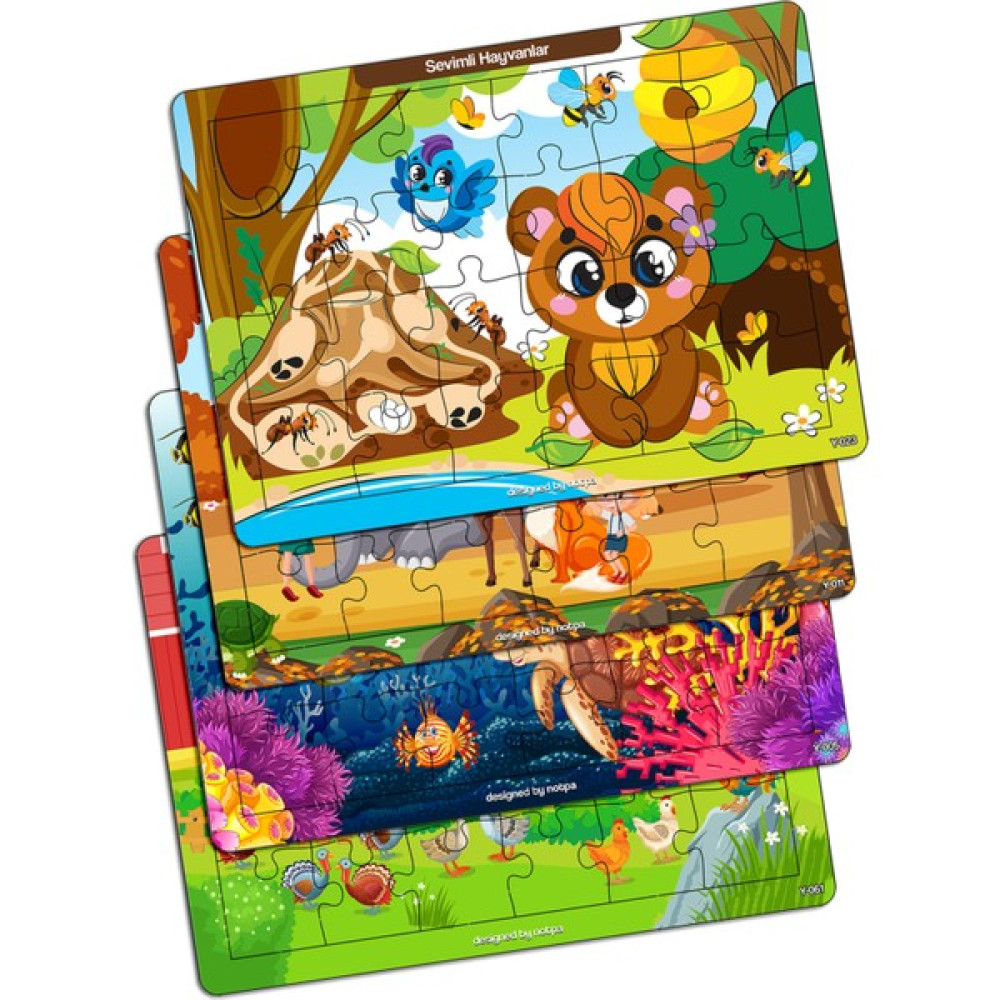 KutuTR Notpa Çocuklar Için Eğitici ve Öğretici Ahşap Renkli Puzzle 4lü Set 3 Eğitici Oyuncak Fiyatı