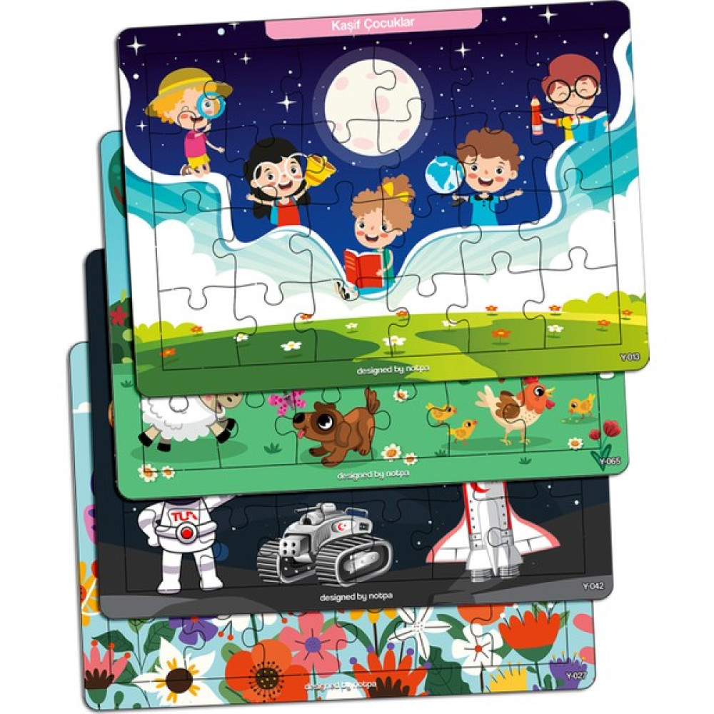 KutuTR Notpa Çocuklar Için Eğitici ve Öğretici Ahşap Renkli Puzzle 4lü Set 6 Eğitici Oyuncak Fiyatı