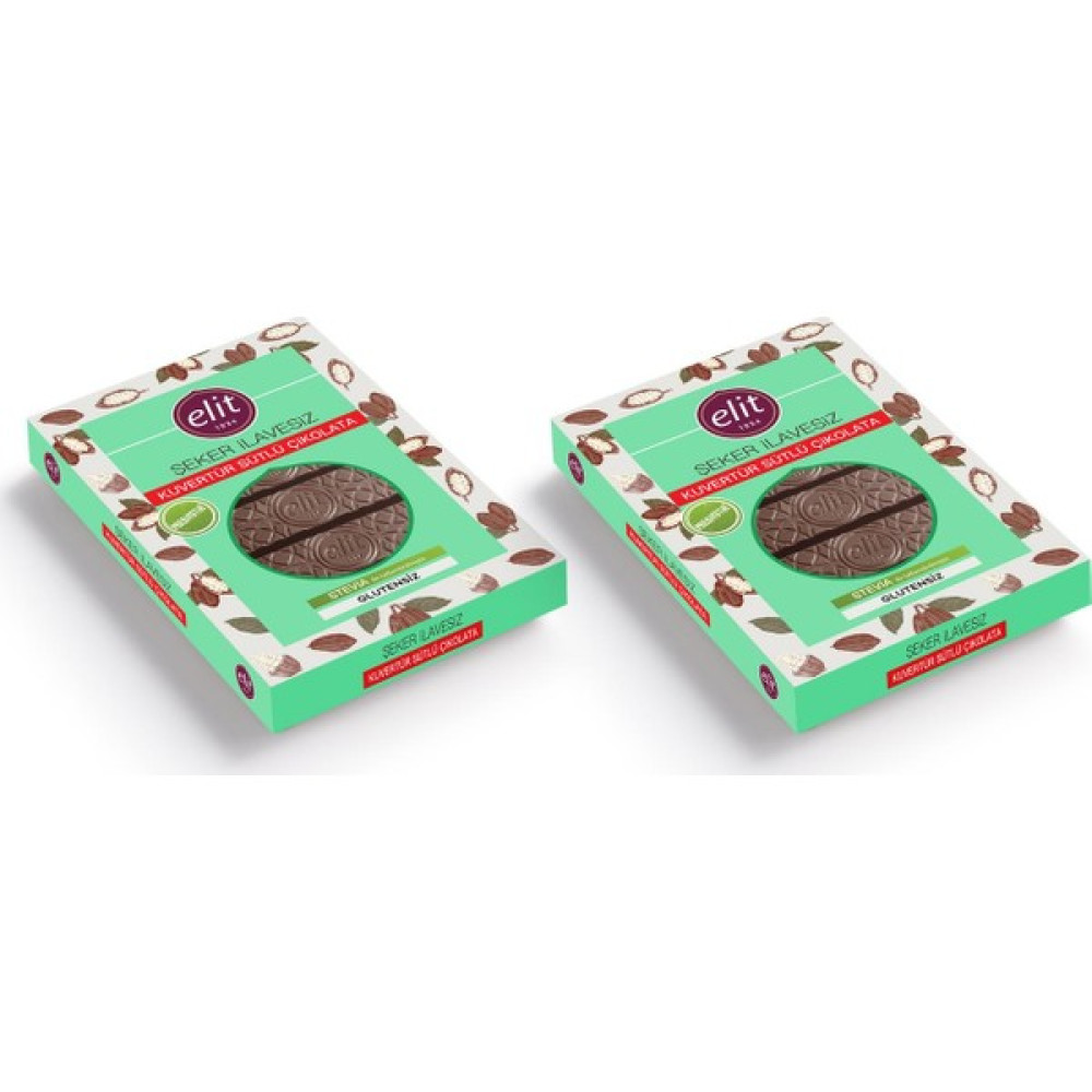 Kuvertür Şeker İlavesiz ve Prebiyotik Sütlü Çikolata 250g 2li Set (2x250g) Glutensiz - 500 gr Çikolata ve Gofret Fiyatı