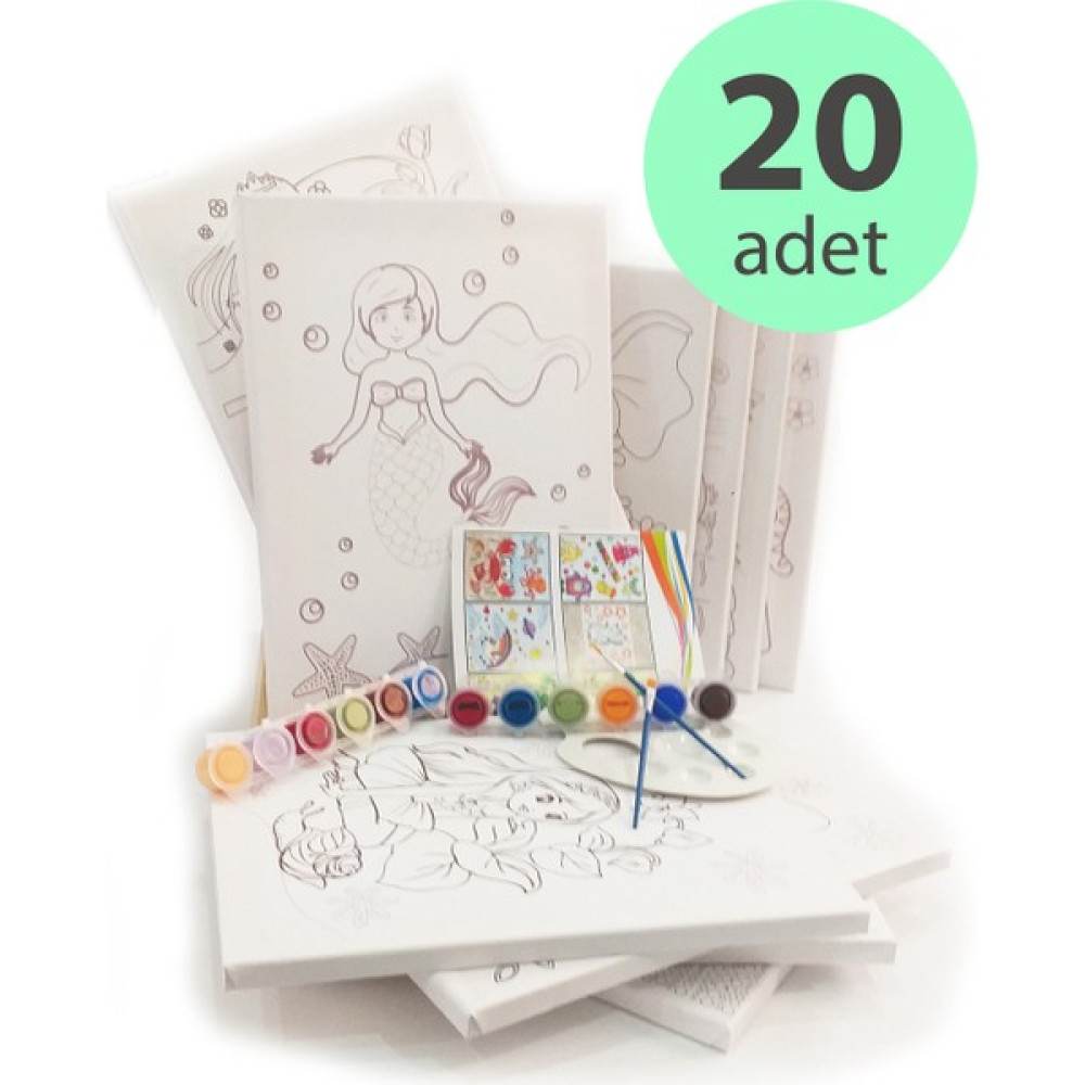 Kuytu Sanat 20'li 30 x 40 cm Çocuk Ressam Seti - Önçizimli Tuval, 2 Adet Fırça, Palet, Boyalar ve Şövale Oto Boyaları Fiyatı