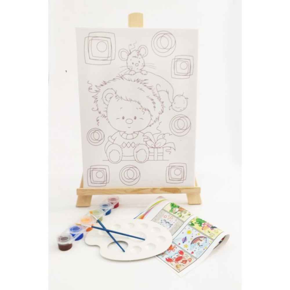 Kuytu Sanat Fareli Köy Çocuk Ressam Seti - 30 x 40 cm Önçizimli Tuval, 2 Adet Fırça, Palet, Boyalar ve Şövale Oto Boyaları Fiyatı