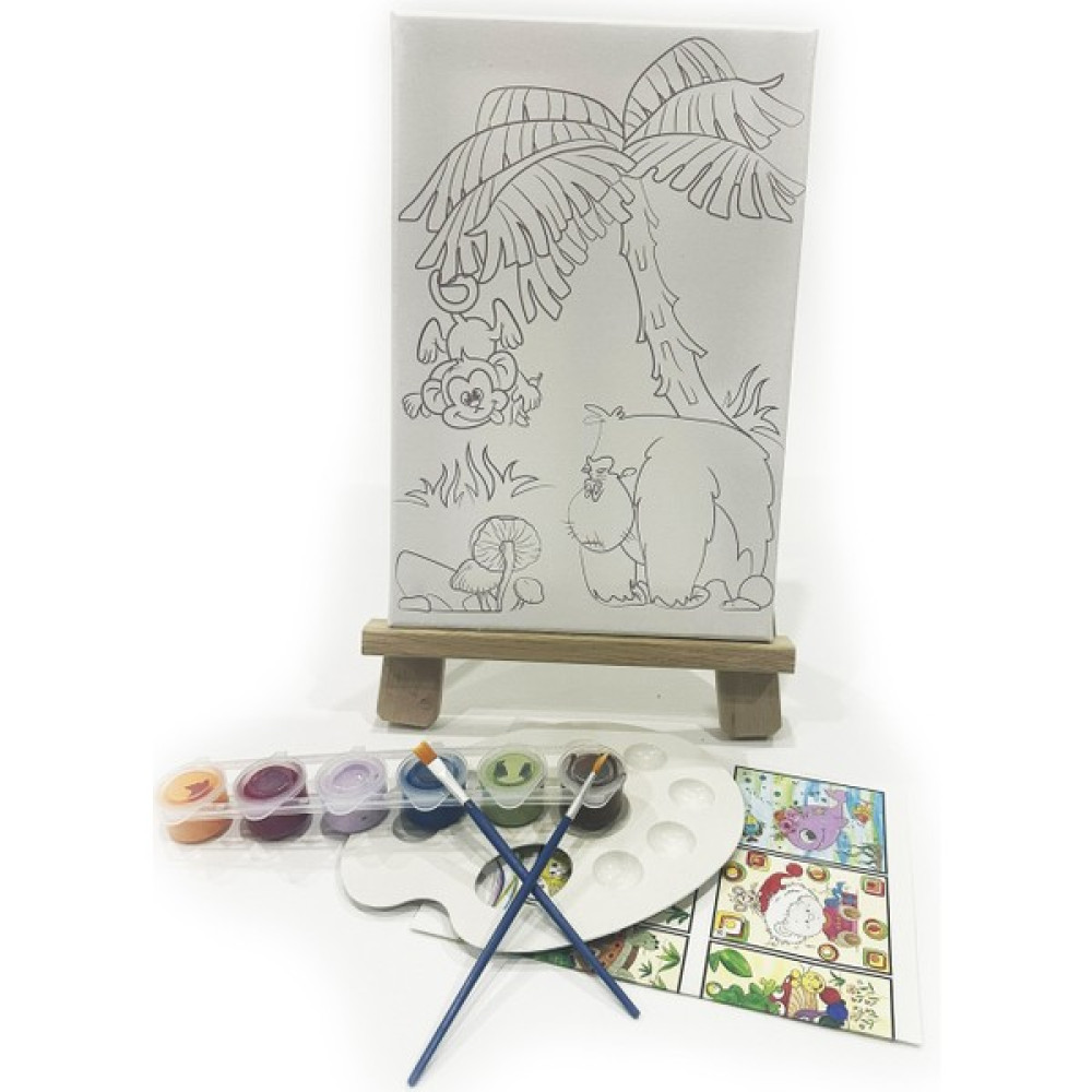 Kuytu Sanat Goril &maymun Çocuk Ressam Seti - 20 x 30 cm Önçizimli Tuval, 2 Adet Fırça, Palet, Boyalar ve Şövale Oto Boyaları Fiyatı