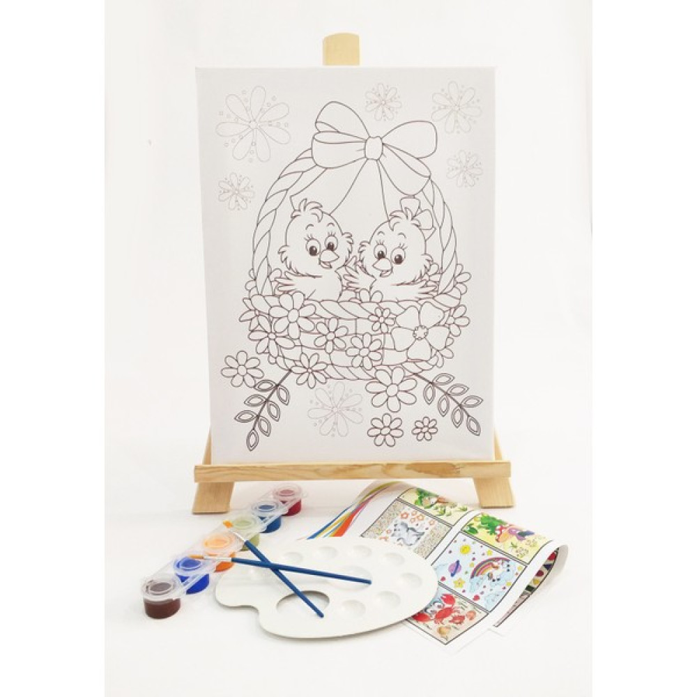 Kuytu Sanat Kuş Yuvası Çocuk Ressam Seti - 30 x 40 cm Önçizimli Tuval, 2 Adet Fırça, Palet, Boyalar ve Şövale Oto Boyaları Fiyatı