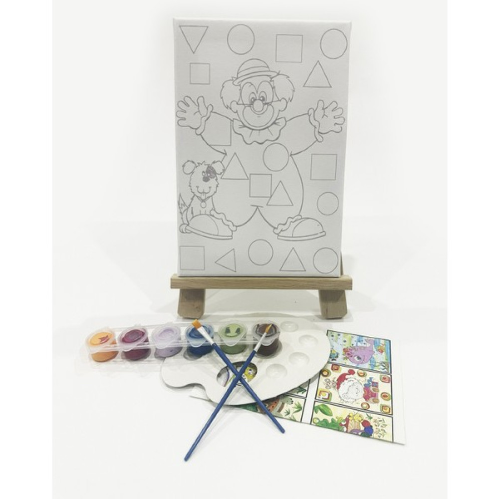 Kuytu Sanat Palyaço Çocuk Ressam Seti - 20 x 30 cm Önçizimli Tuval, 2 Adet Fırça, Palet, Boyalar ve Şövale Oto Boyaları Fiyatı