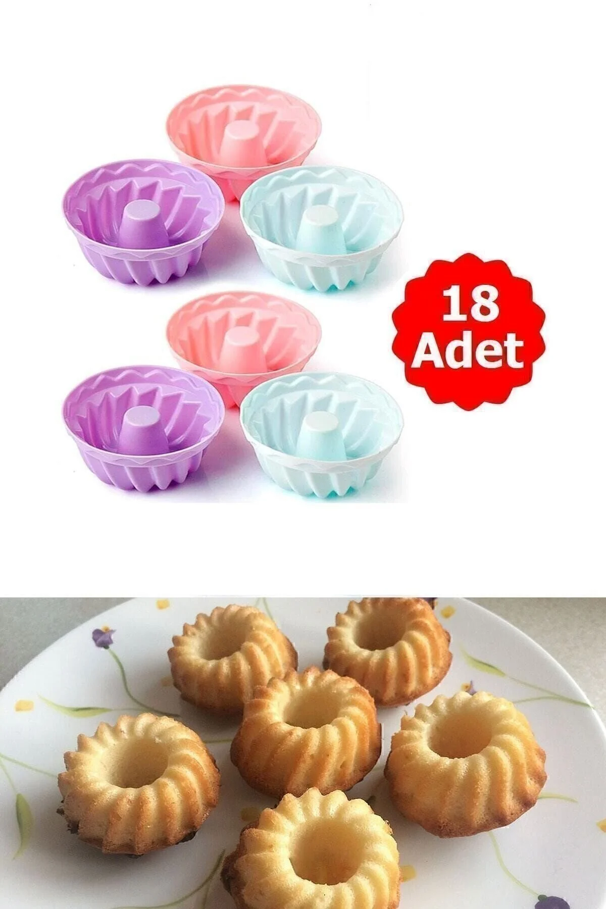 KuzenHome Silikon Mini Kek Kalıbı 18 Parça Muffin Kek Kalıbı" Kek Kalıpları Fiyatı