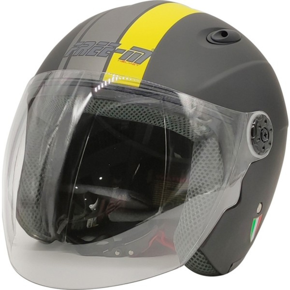 Kuzey Motor Free-M 601 Yarım Kask Mat Siyah-Sarı - M Motorsiklet Kaskları Fiyatı