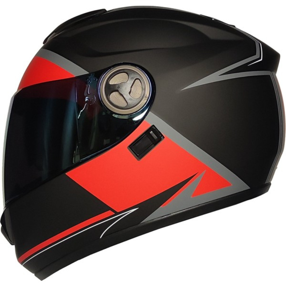 Kuzey Motor Free-M 913 Affır Mat Siyah-Kırmızı Güneş Vizörlü Kapalı Kask (Aynalı Sarı Camlı) - S Motorsiklet Kaskları Fiyatı