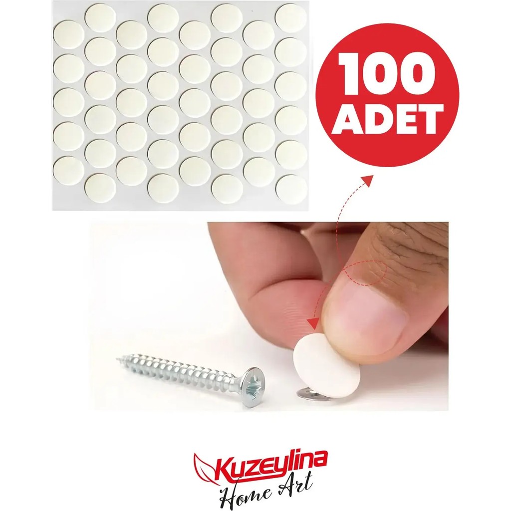 Kuzeylina Yapışkanlı Vida Tapası Tıpası - Beyaz - Vida Kapatıcı Kapağı (100 Adet) Nalburiye & Hırdavat Fiyatı