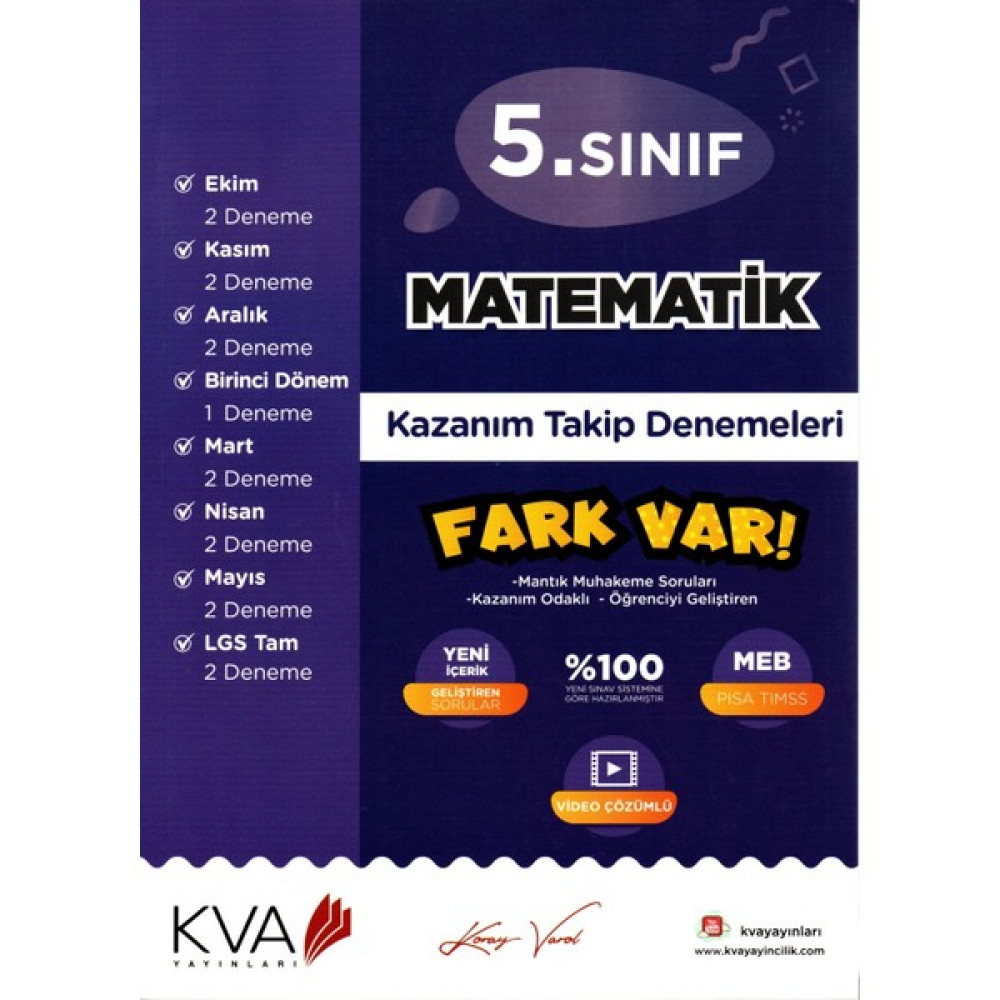 Kva Yayınları 5. Sınıf Matematik Kazanım Takip Denemeleri Matematik Fiyatı