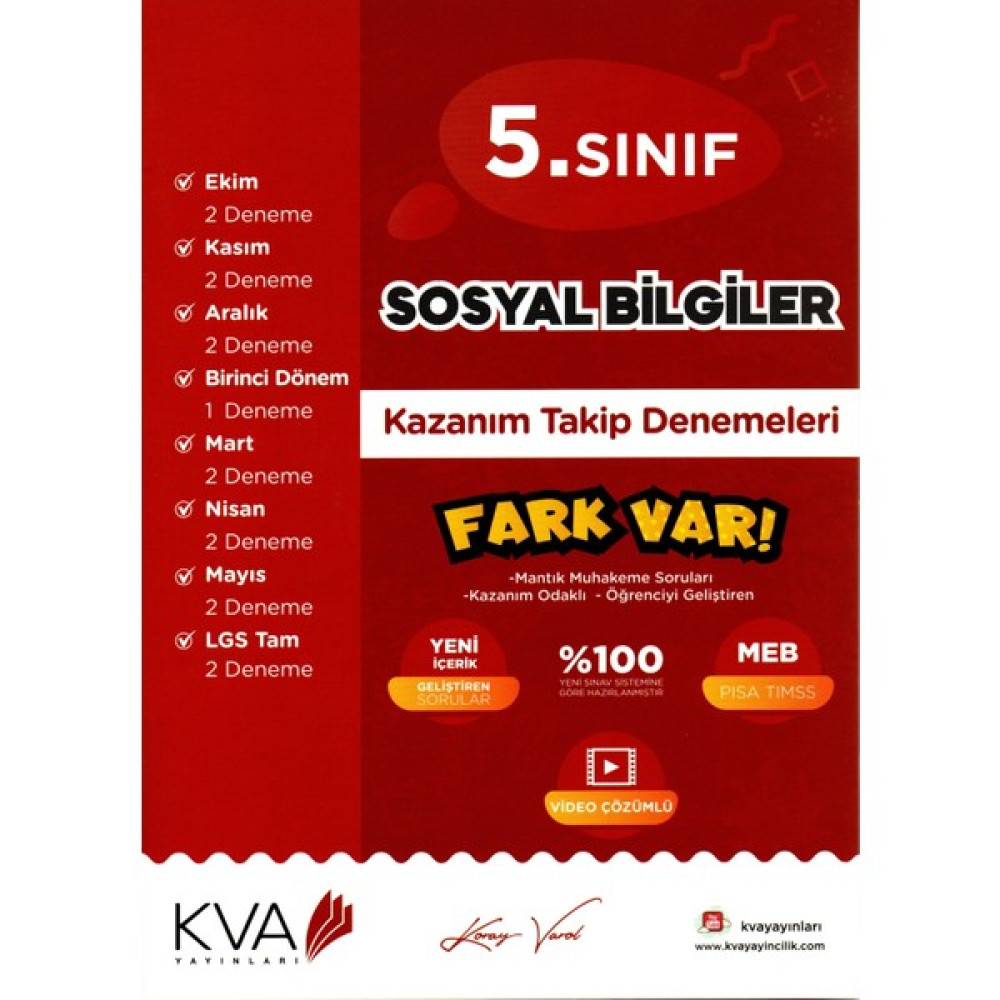 Kva Yayınları 5. Sınıf Sosyal Bilgiler Kazanım Takip Denemeleri Sosyal Bilgiler Fiyatı