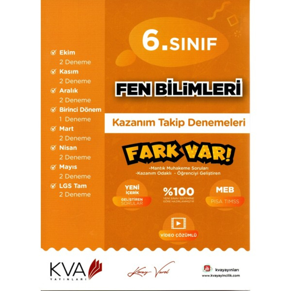 Kva Yayınları 6. Sınıf Fen Bilimleri Kazanım Takip Denemeleri Fen - Bilişim ve Teknoloji Fiyatı