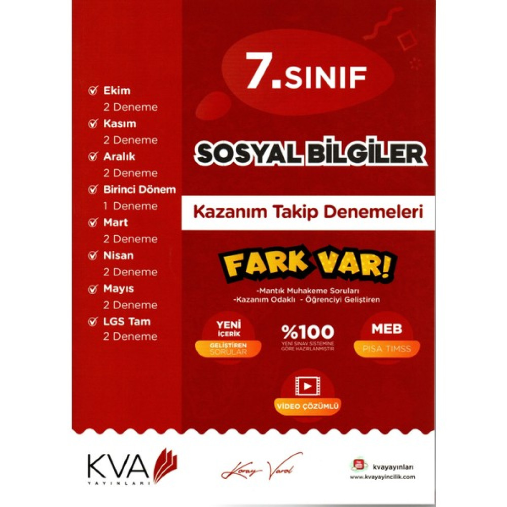 Kva Yayınları 7. Sınıf Sosyal Bilgiler Kazanım Takip Denemeleri Sosyal Bilgiler Fiyatı