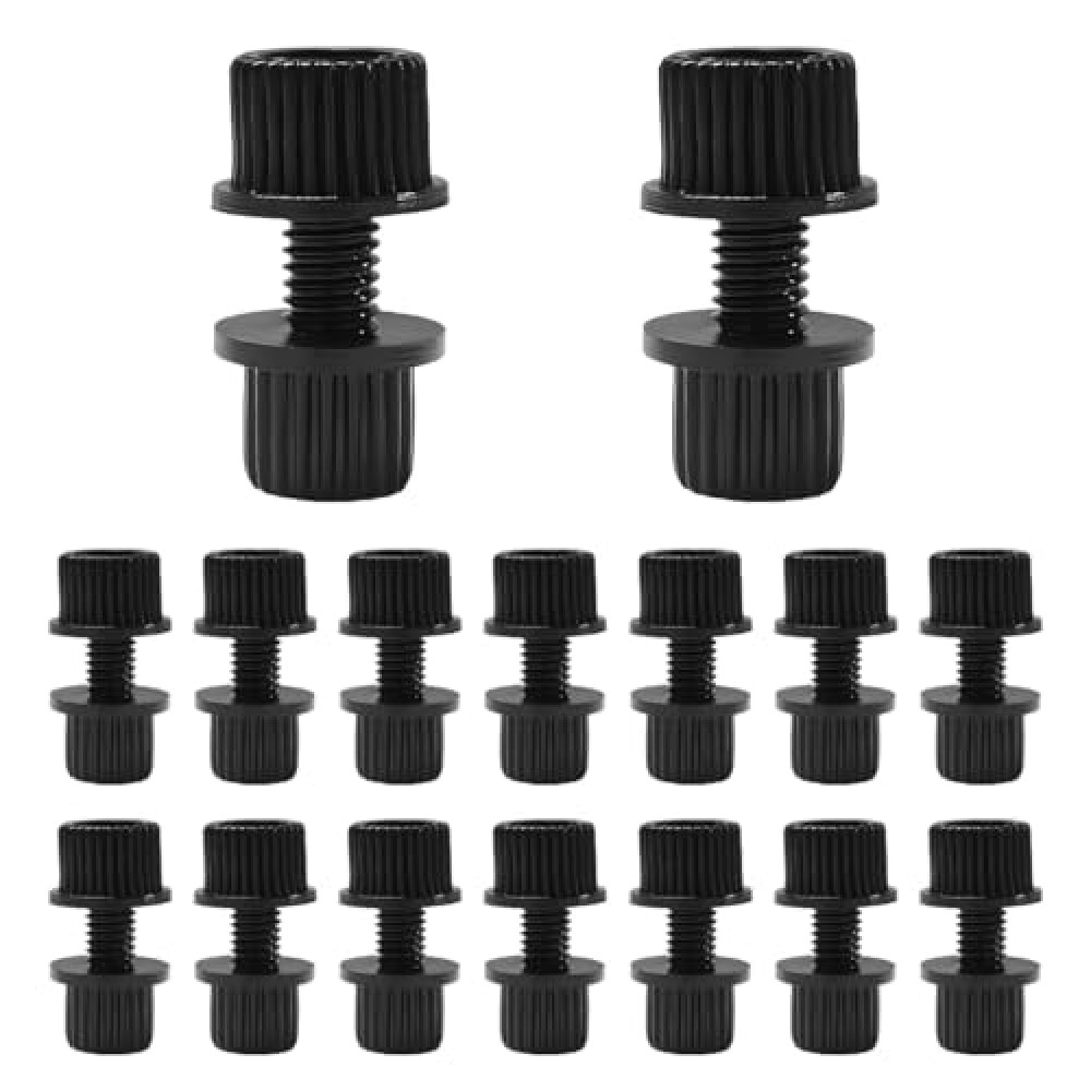 KVAEY 16PCS Nylon Motorcycle License Plate Screws, Frame Holder Bolts & Nuts, Plastic Nylon License Plate Frame Cover Fasteners Kit for Bike Motorcycle (Black)