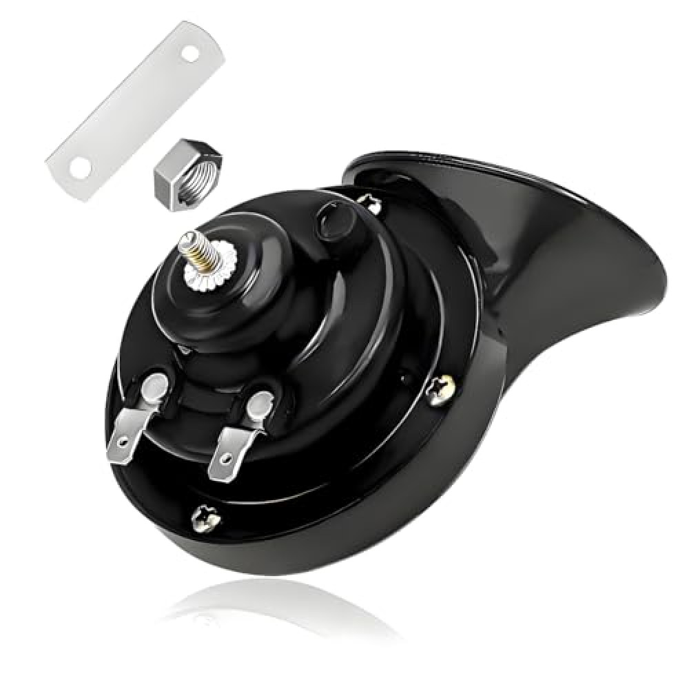 KVAEY 300DB Super Loud Train Horn, 12V Waterproof Air Horns Replacement Kit, High Low Tone Car Air Electric Snail Double Horn, Universal Vehicle Air Horn Replacement for Car Truck Boat (Black)
