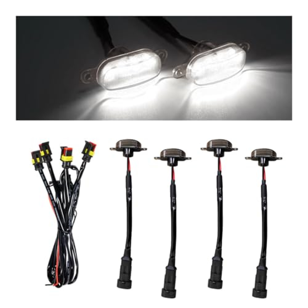 KVAEY 4PCS Car LED Grille Lights, Waterproof Bumper Trim Lamp Front Grill Light with Wiring Harness, LED Running Light for 2004-2019 F150 F250 F350 Raptor 2013-2018 Ram-1500 Grille (Black&White)