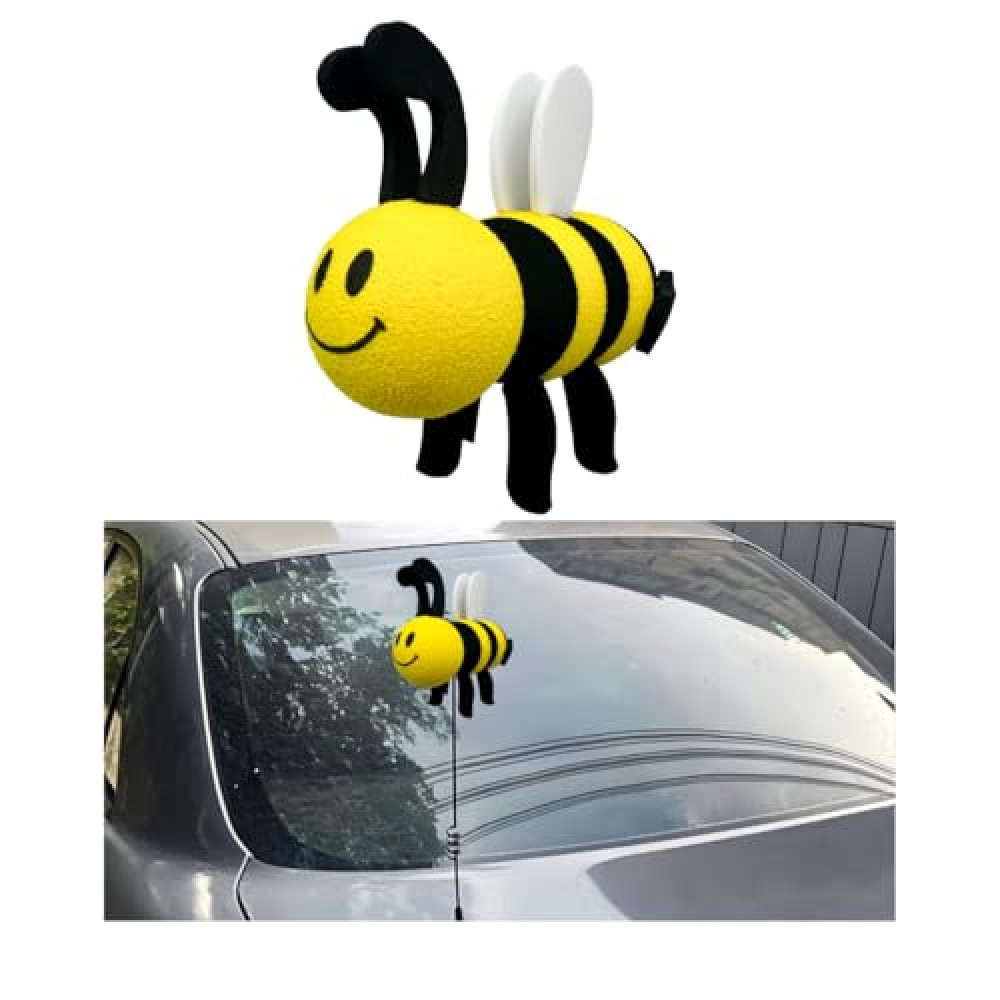KVAEY Car Antenna Toppers, Automotive Roof Bee Antenna Balls Decoration Car Aerial Toppers, EVA Honey Bee Antenna Decorative Balls for Car Truck and SUV, Universal Car Accessories (White)