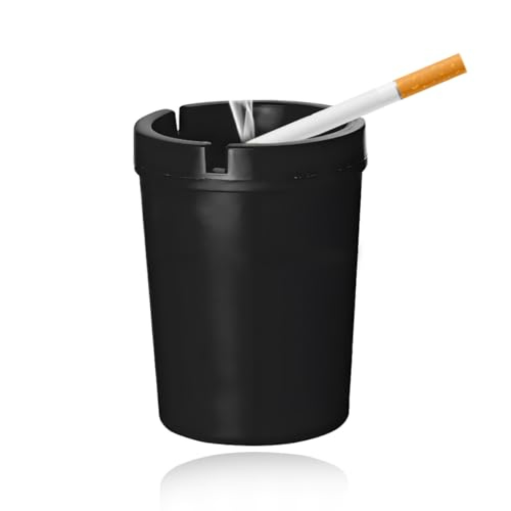 KVAEY Car Ashtray, Smokeless Self-Extinguishing Auto Ashtray, Portable Smellproof Vehicle Cigarette Trash Can Fits Most Cup Holder for Home Office (Black)