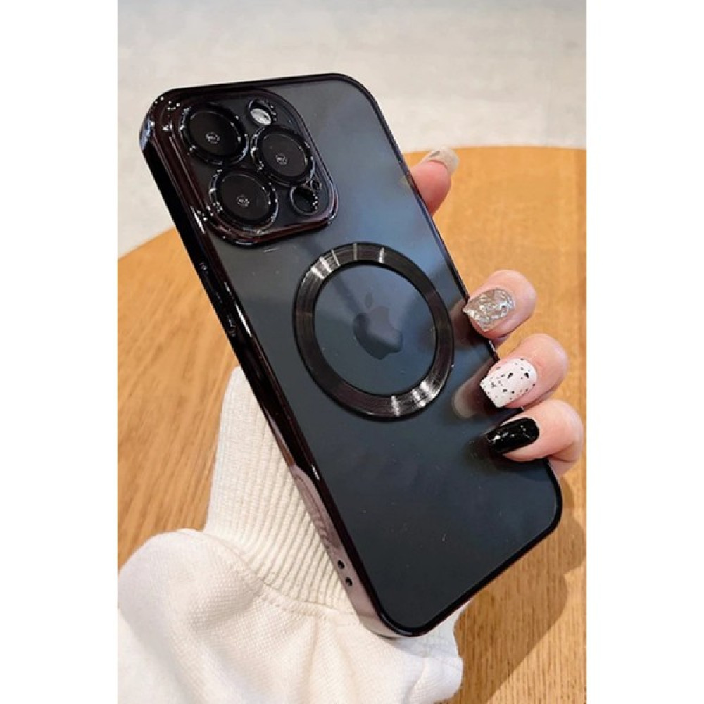 KVK Privacy Apple iPhone 13 Pro Max (6.7 Inç) Kılıf Luxury Logo Detaylı Kenarları Renkli Kamera Korumalı Kılıf Siyah Cep Telefonu Kılıfı Fiyatı