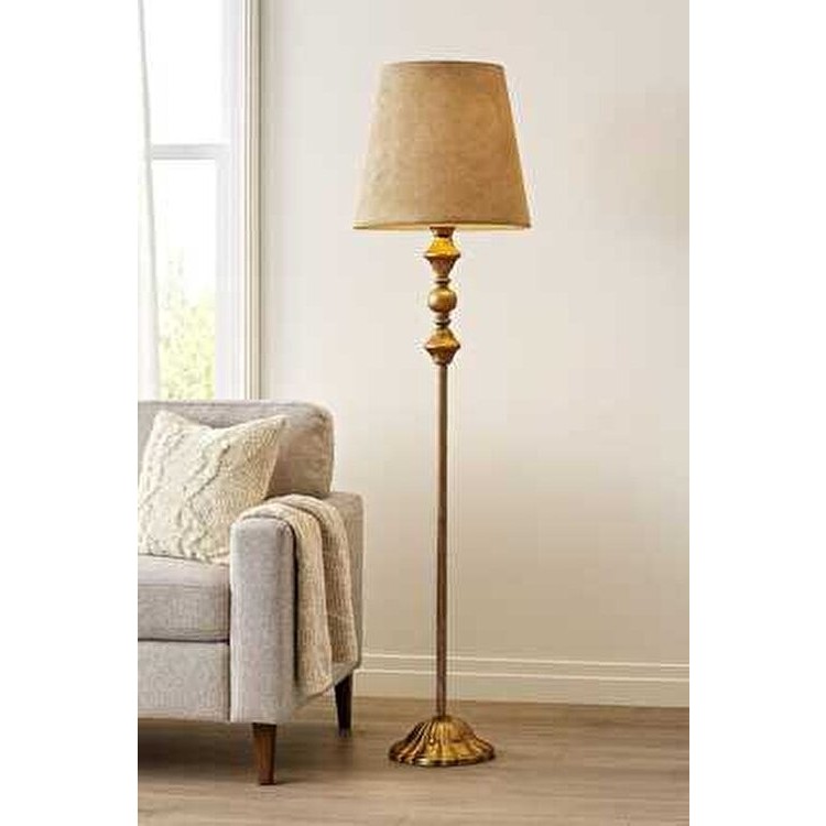 Ky Collection Lambader 165 cm Tek Ayaklı Metal ve Kumaş Malzeme Sarı Başlık ile Enerji Tasarruflu - Kahverengi Lambader Fiyatı