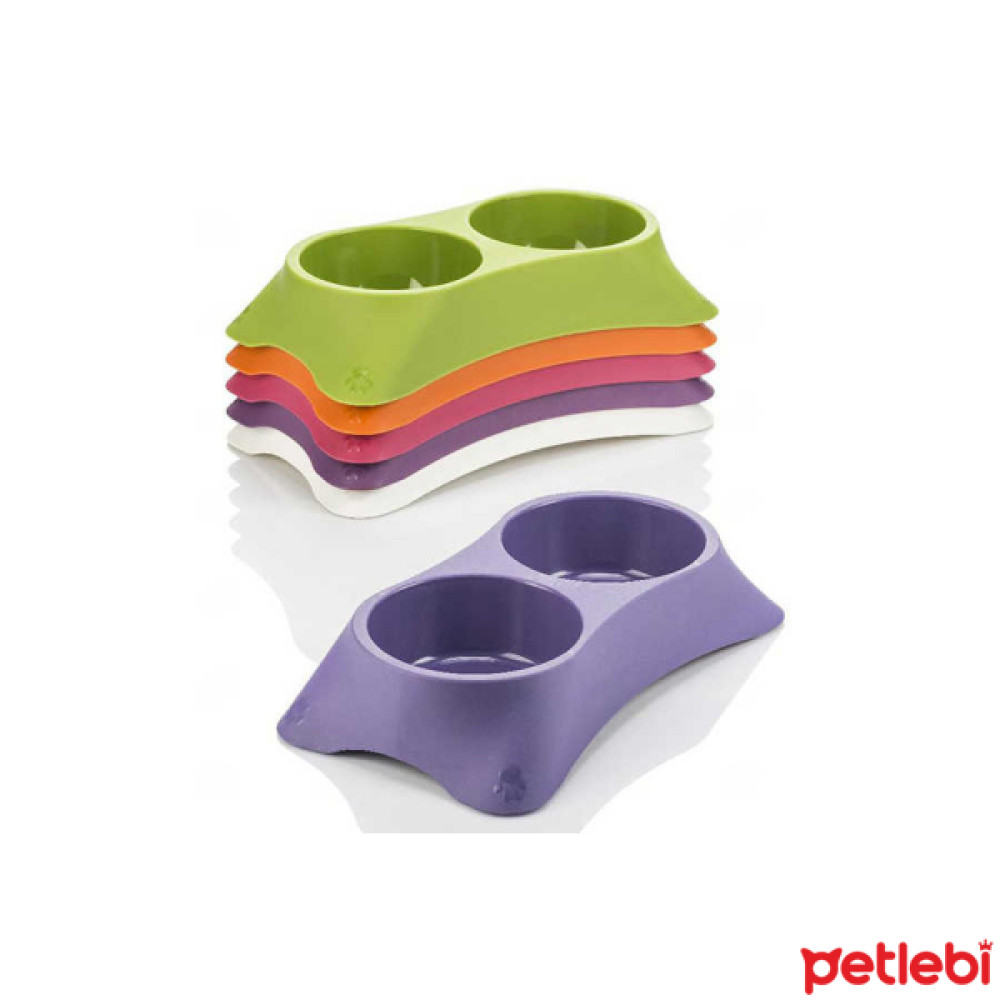 Kyane Kedi ve Köpekler için İkili Lux Plastik Mama ve Su Kabı 500ml (Karışık Renkli) Evcil Hayvan Ürünleri Fiyatı