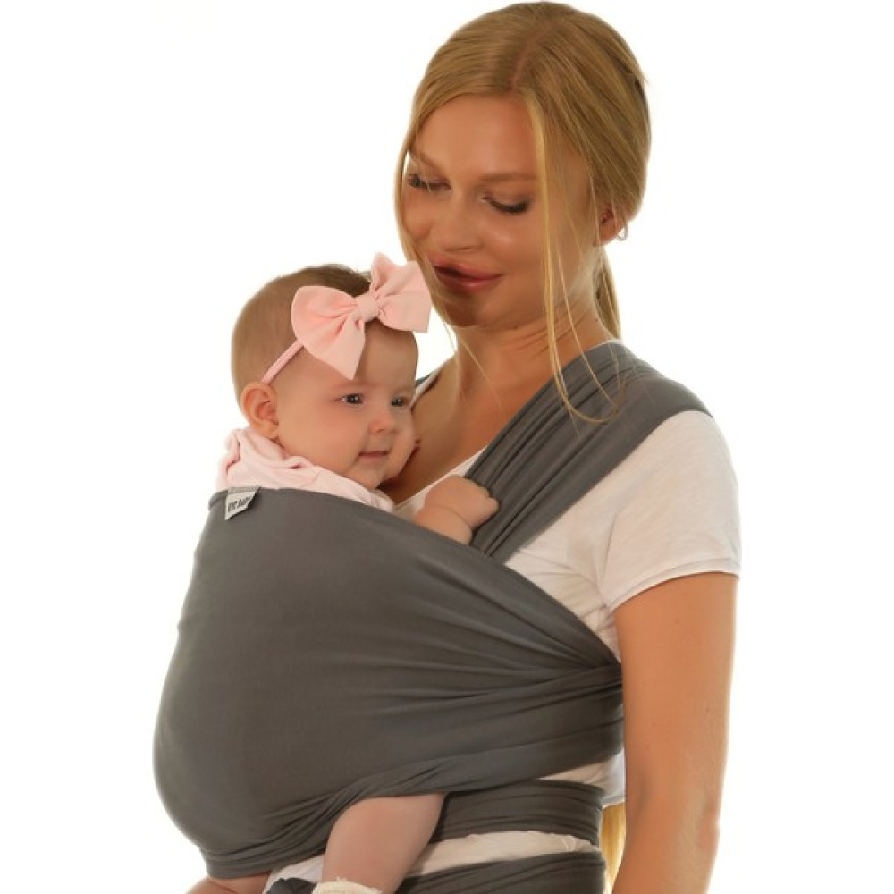 Kycbaby Bebek Sling Kanguru Esnek Wrap Sling Bebek Taşıma Şalı %100 Pamuk Sertifikalı Sling - Koyu Gri Bebek Arabası ve Pusetler Fiyatı
