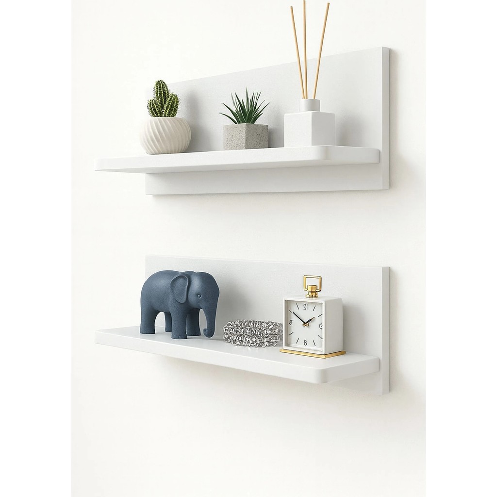Kydonia Home 2 Adet Dekoratif Oval Köşeli Duvar Rafı - Beyaz - 15x45 cm Duvar Rafı Fiyatı
