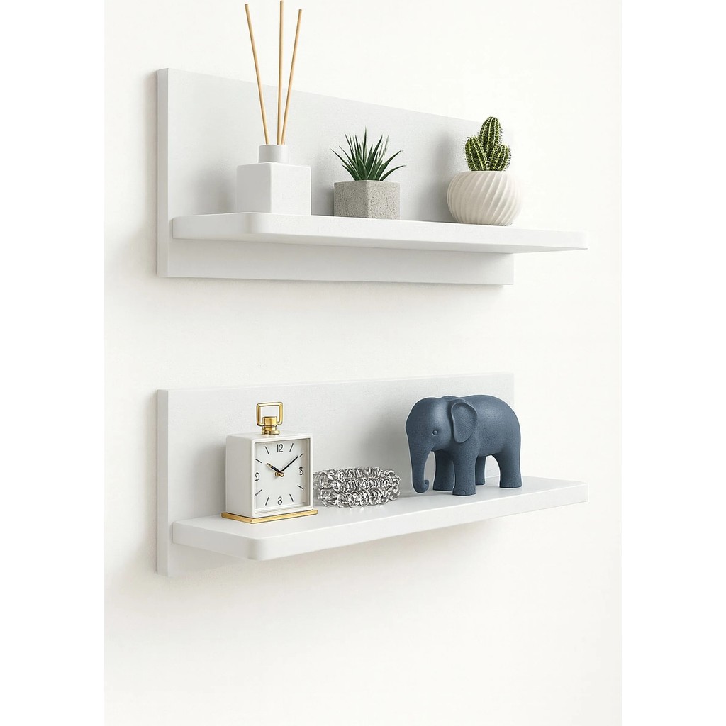 Kydonia Home 2 Adet Dekoratif Oval Köşeli Duvar Rafı Beyaz - 15x70 cm Duvar Rafı Fiyatı