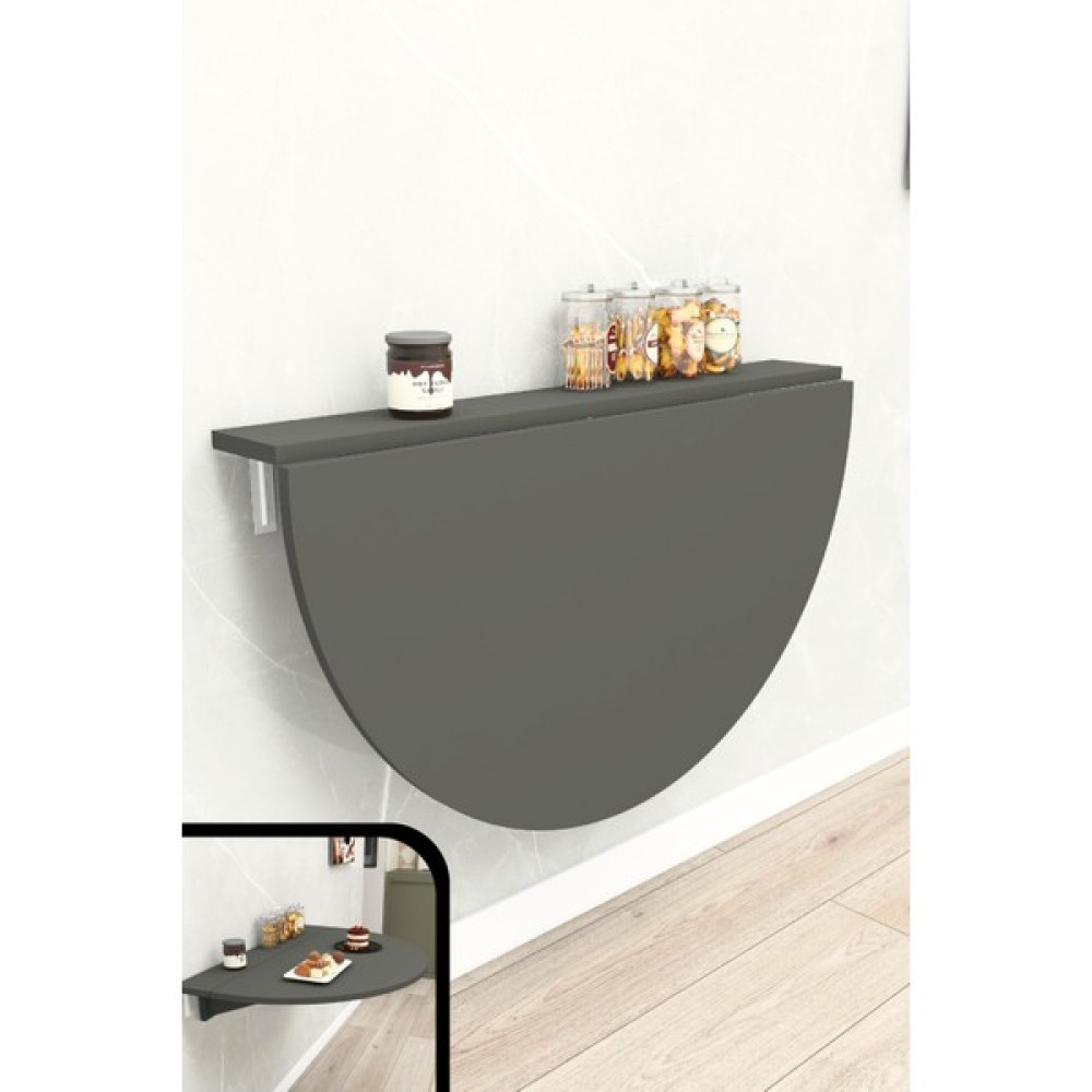 Kydonia Home 60X90 cm Antrasit Renkli Oval Tasarım Sabit Raflı Duvara Monte Kırma Katlanır Masa Yemek & Mutfak Masası Fiyatı