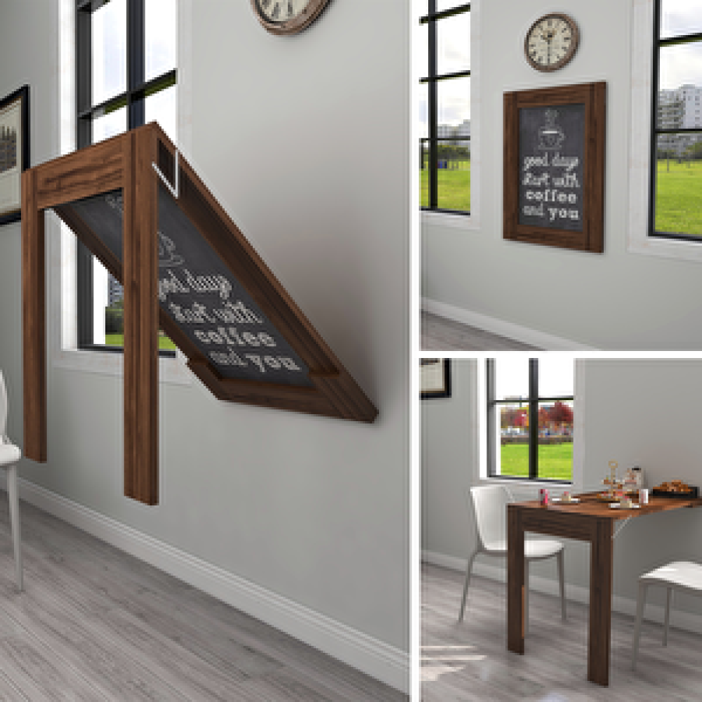 Kydonia Home 60x90 Cm Ceviz Desenli Çerçeveli Tablo Masa Duvara Monte Kırma Katlanır Yemek & Mutfak Masası Fiyatı