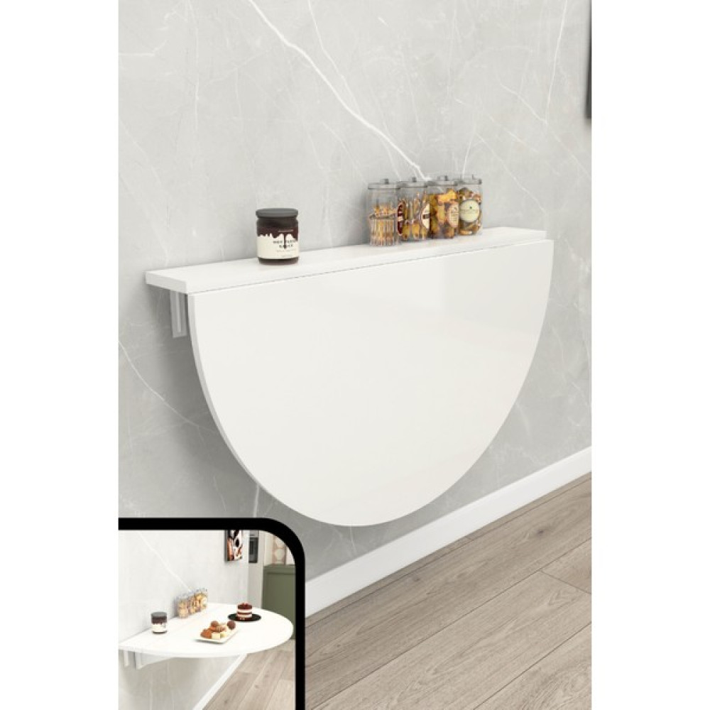 Kydonia Home 60X90 cm Mat Beyaz Oval Tasarım Sabit Raflı Duvara Monte Kırma Katlanır Masa Yemek & Mutfak Masası Fiyatı