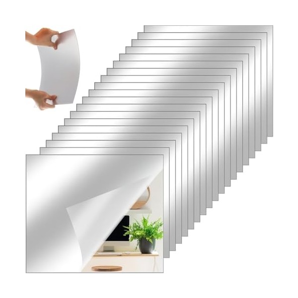 Kyrotech 2 Adet Kendinden Yapışkanlı Akrilik Pleksi Ayna, Esnek Dekoratif Sticker Duvar Aynası, Kırılmaz, Hafif, Kolay Montajlı Modern Süsleme, Ev,... Diğer Fiyatı