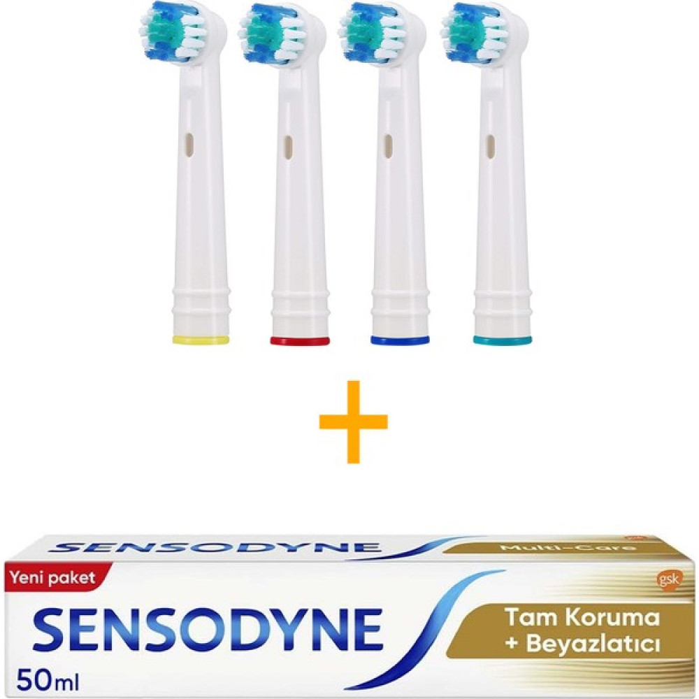 Kyver 4’lü Paket Oral-B ile Uyumlu Yedek Diş Fırçası Başlığı + Sensodyne Diş Macunu Tam Koruma 50ML Şarjlı Diş Fırçası ve Aksesuarları Fiyatı